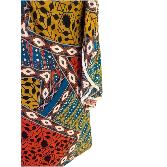 Lonesome Blouse Tunic Dress Womens Medium Multicolor Floral Off the Shoulder - Picture 6 of 10